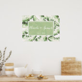 Poster Élégante Bannière Mariage blanche verte tropicale (Cuisine)