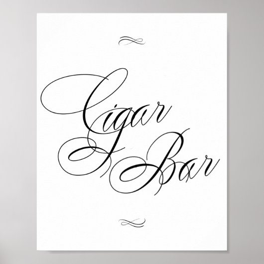 Poster Élégante barre de Cigar Calligraphie noire | Table (Devant)