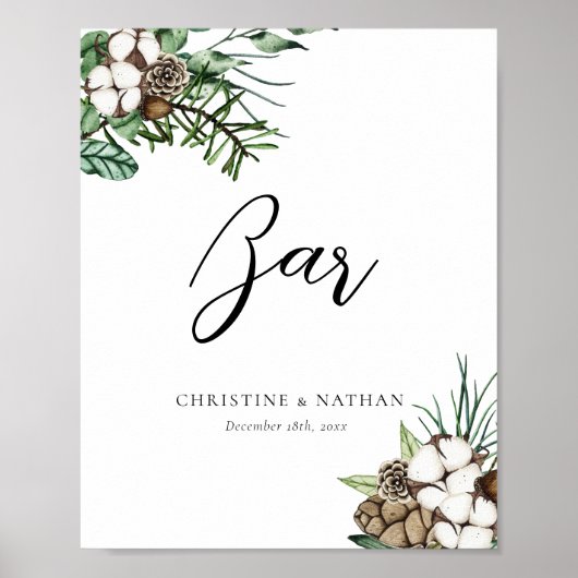 Poster Élégante barre de mariage d'hiver (Devant)