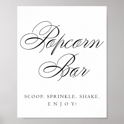 Poster Élégante barre de pop-corn Noir Calligraphie | Tab (Devant)