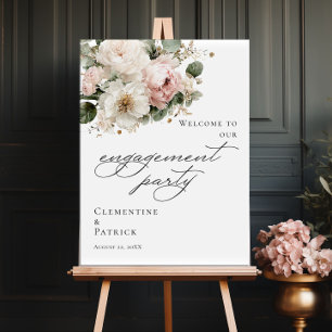 Poster Élégante bienvenue de fête de fiançailles florale