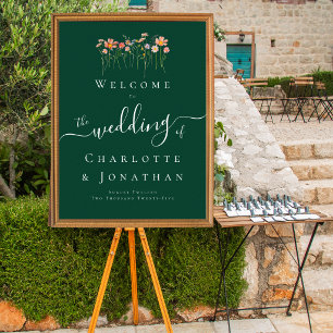 Poster Élégante Bienvenue de Mariage Bohème Fleur Sauvage