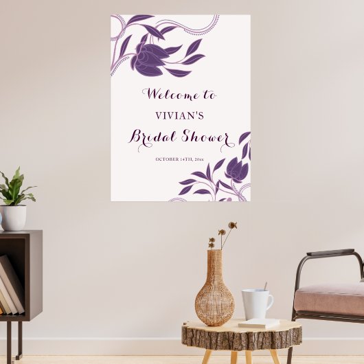 Poster Élégante Bienvenue pour une Fête de Mariage Violet (Salon 3)