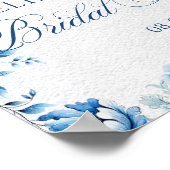 Poster Elégante Blue Floral Bow Toile Calligraphie Bienve (Coin)