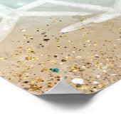 Poster Elégante Blue Turquoise Watercolor Beach Welcome P (Coin)