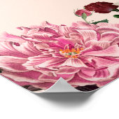 Poster Elégante Bourgogne et Fleurs roses (Coin)