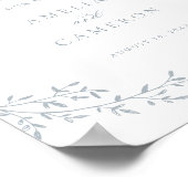 Poster Élégante branche feuille Botanique Bleu Mariage Bi (Coin)