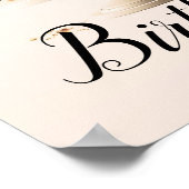 Poster Élégante Brosse Pêche Florale Gâteau fête d'annive (Coin)