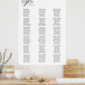 Poster Élégante calligraphie BlackWedding Seating Chart (Cuisine)