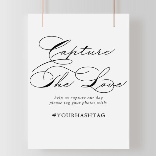 Poster Élégante calligraphie Capturer l'amour Hashtag