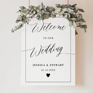 Poster Elégante calligraphie chic script mariage bienvenu