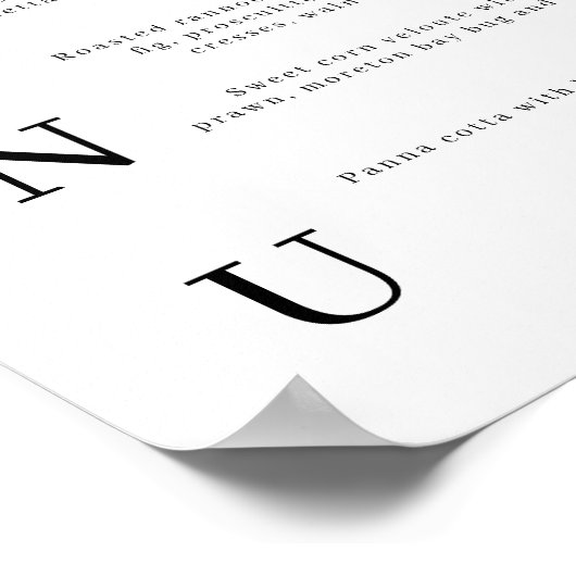 Poster Élégante calligraphie Classic Mariage Bar Menu (Coin)