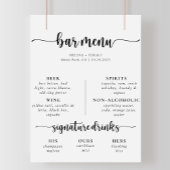 Poster Élégante calligraphie Classic Mariage Bar Menu