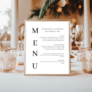 Poster Élégante calligraphie Classic Mariage Bar Menu