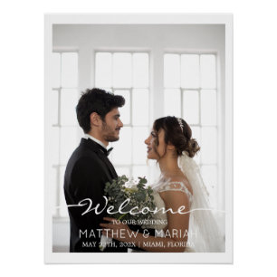 Poster Élégante calligraphie Deux Mariages photo Signet B