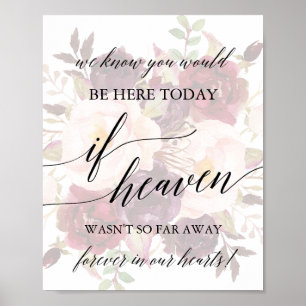 Poster Élégante calligraphie Faded Floral Mariage Memoria