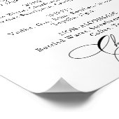 Poster Élégante calligraphie Mariage Boissons Menu Signer (Coin)