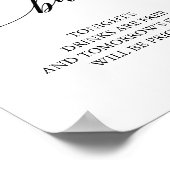 Poster Élégante calligraphie noir Open Bar Sign (Coin)