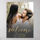 Poster Élégante calligraphie noir & or Mariage photo (Devant)