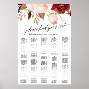 Poster Élégante calligraphie noire Armature florale