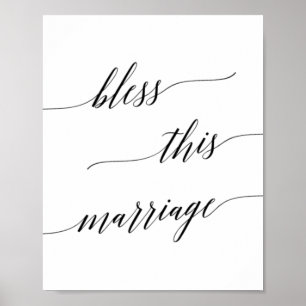 Poster Élégante calligraphie noire Bénissez ce signe de m