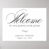 Poster Élégante Calligraphie noire Bienvenue | Mariage ch (Devant)