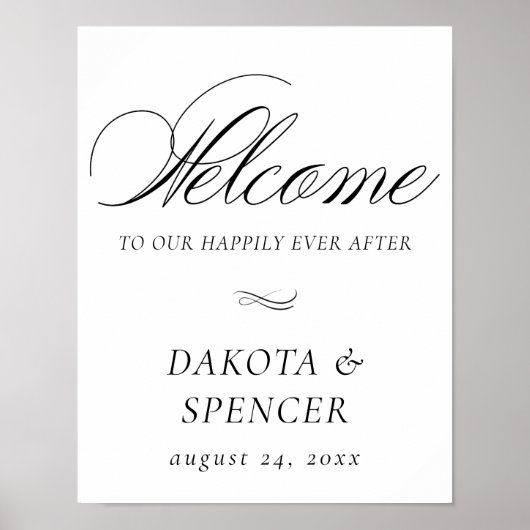 Poster Élégante Calligraphie noire Bienvenue | Script Mar (Devant)