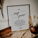 Poster Élégante calligraphie noire Le Jeu de Bague<br><div class="desc">Cette élégante calligraphie noire le panneau de jeu est parfait pour un wedding shower simple. Le design neutre présente une enseigne minimaliste décorée avec une typographie romantique et fantaisiste.</div>