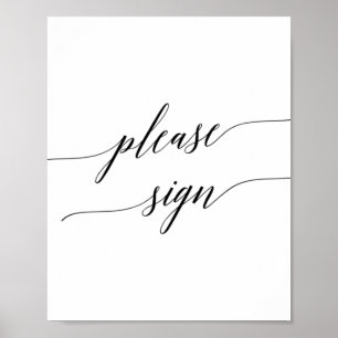 Poster Élégante calligraphie noire S'il vous plaît Signe