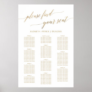 Poster Élégante calligraphie Or 90+ Carte de siège invité