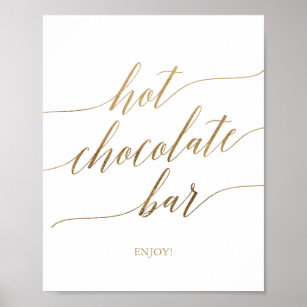 Poster Élégante calligraphie or Barre de chocolat chaud S