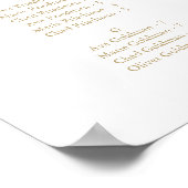 Poster Élégante calligraphie Or Grande carte de 200 place (Coin)