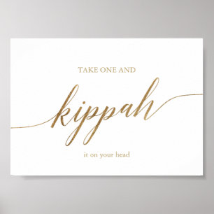 Poster Élégante calligraphie or Kippah