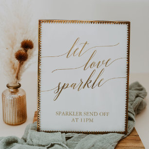 Poster Élégante calligraphie Or Laisser Loin Sparkle Sign