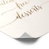 Poster Élégante calligraphie or Libre dessert gluten d'iv (Coin)