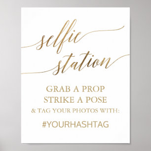 Poster Élégante calligraphie or Selfie Station SIGNE