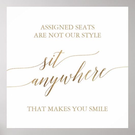 Poster Élégante calligraphie Or Sit Anywhere Carré Signal (Devant)