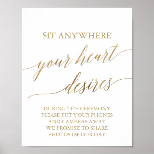 Poster Élégante calligraphie Or Votre Coeur Désire Signer
