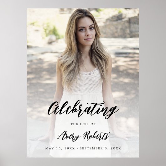 Poster Élégante calligraphie Photo Célébration de la vie (Devant)