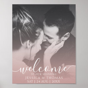 Poster Élégante Calligraphie Photo Or Rose Mariage