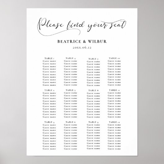 Poster Elégante calligraphie romantique mariage (Devant)