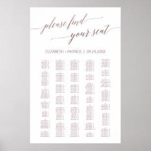 Poster Élégante calligraphie Rose Or 200+ Seating Chart