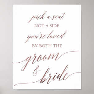 Poster Élégante Calligraphie Rose Or Choisir Un Siège Sig