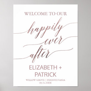 Poster Élégante Calligraphie Rose Or Joyeusement Après