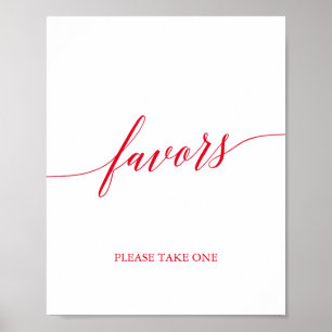 Poster Élégante calligraphie rouge favorise