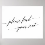 Poster Élégante calligraphie S'Il Vous Plaît Trouver Votr<br><div class="desc">Cette calligraphie élégante s'il vous plaît trouver votre siège signe est parfait pour un mariage simple. Le design neutre est orné d'une affiche minimaliste ornée d'une typographie romantique et fantaisiste.</div>