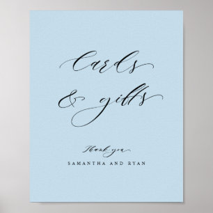Poster Élégante carte bleue Dusty et cadeaux Mariage Sign