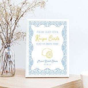 Poster Élégante carte de recettes de citron signe pour Fê