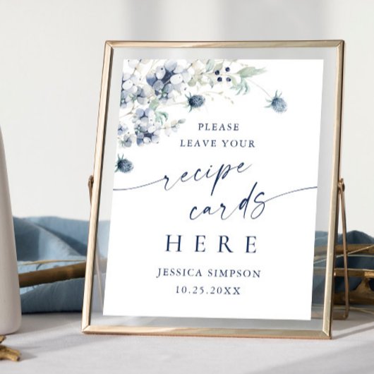 Poster Élégante Carte de recettes de feuillage hivernal i