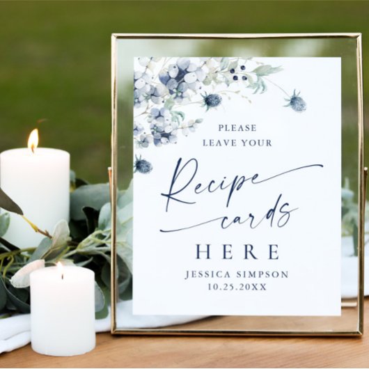 Poster Élégante Carte de recettes de feuillage hivernal i